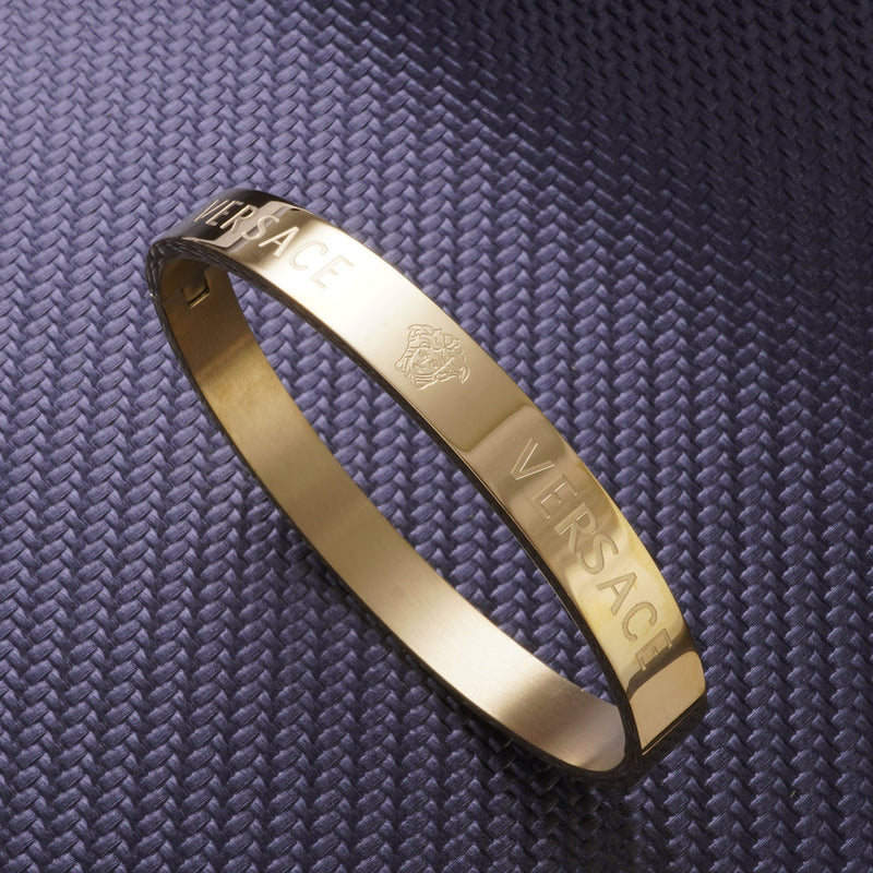 Versace Gold Greek Key Cuff Bracelet in Black for Men | Lyst Canada